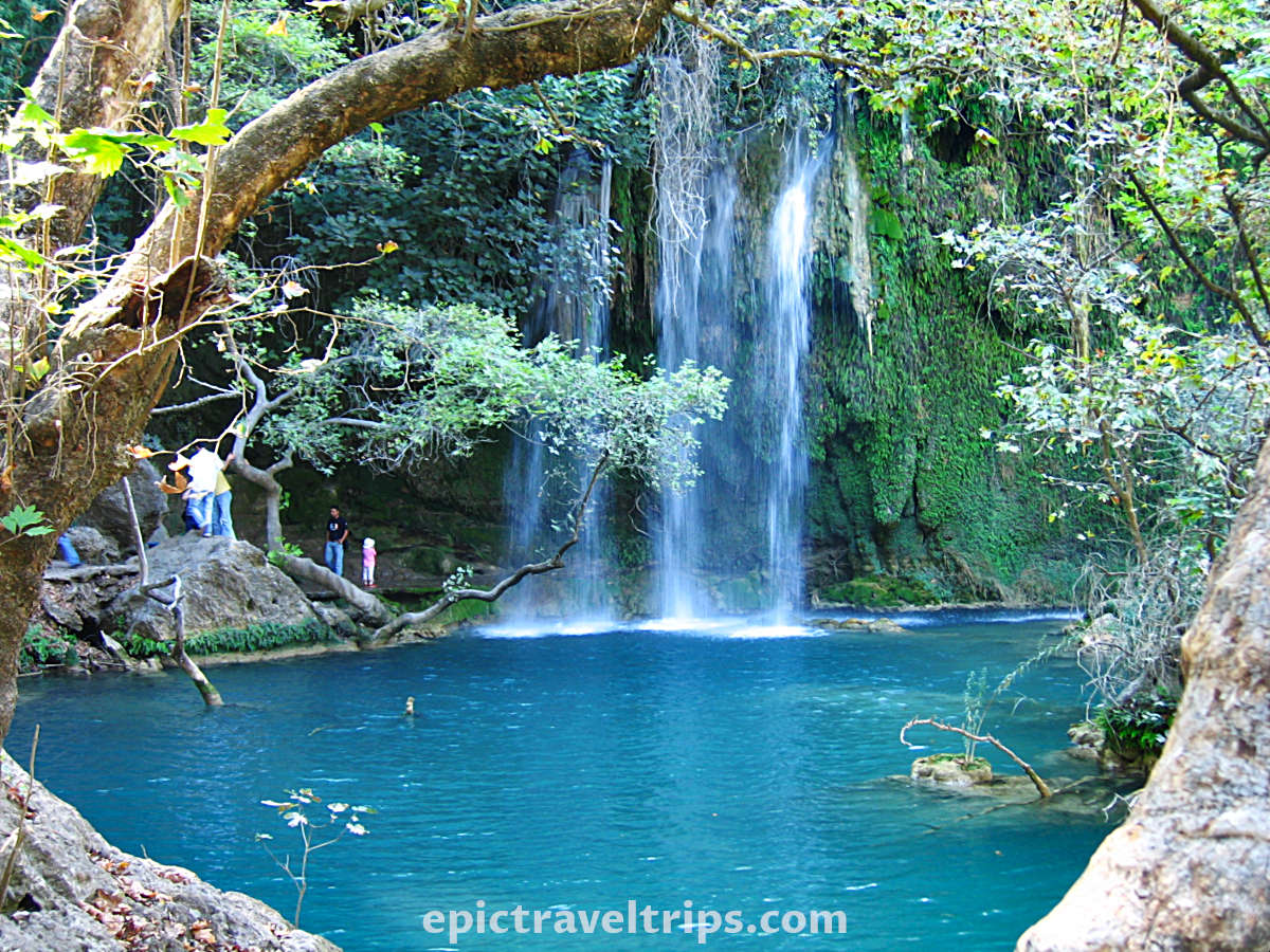 Kursunlu Waterfalls in Turkey blue water colors