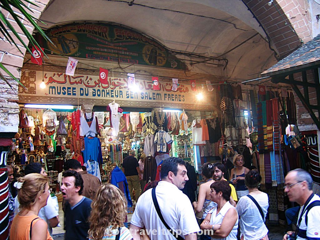 Tunis City Medina Buzz with lots of people shopping in souks