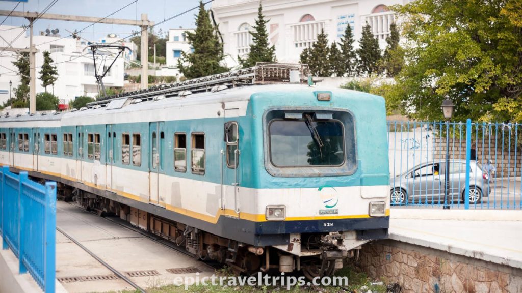 Train at the train station in Sousse, Tunisia