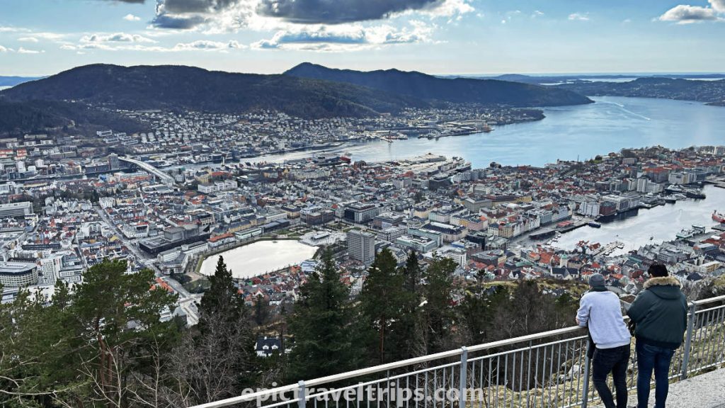 View over Bergen from Mountain Fløyen in Norway.