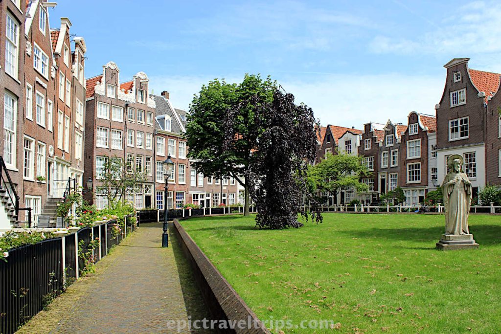Begijnhof Courtyard at Amsterdam in The Netherlands.
