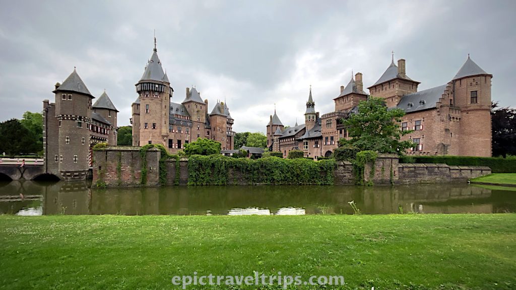 De Haar Castle with a moat around in The Netherlands.