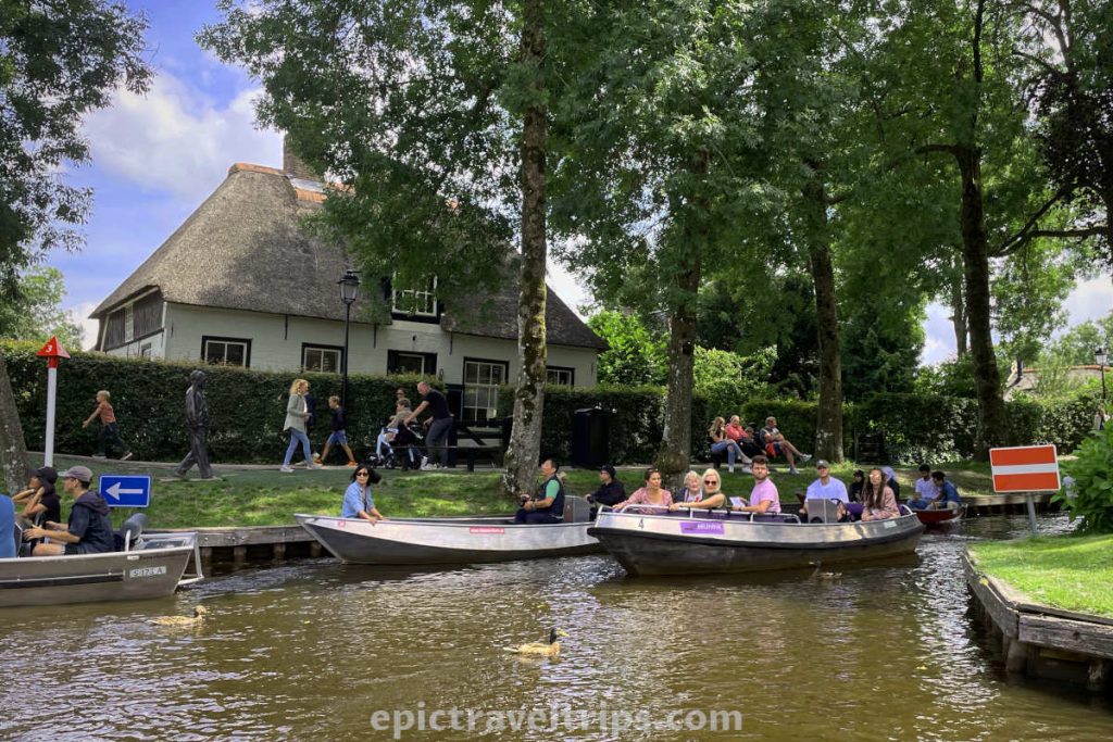 Boat traffic signs at Giethoorn Village in The Netherlands